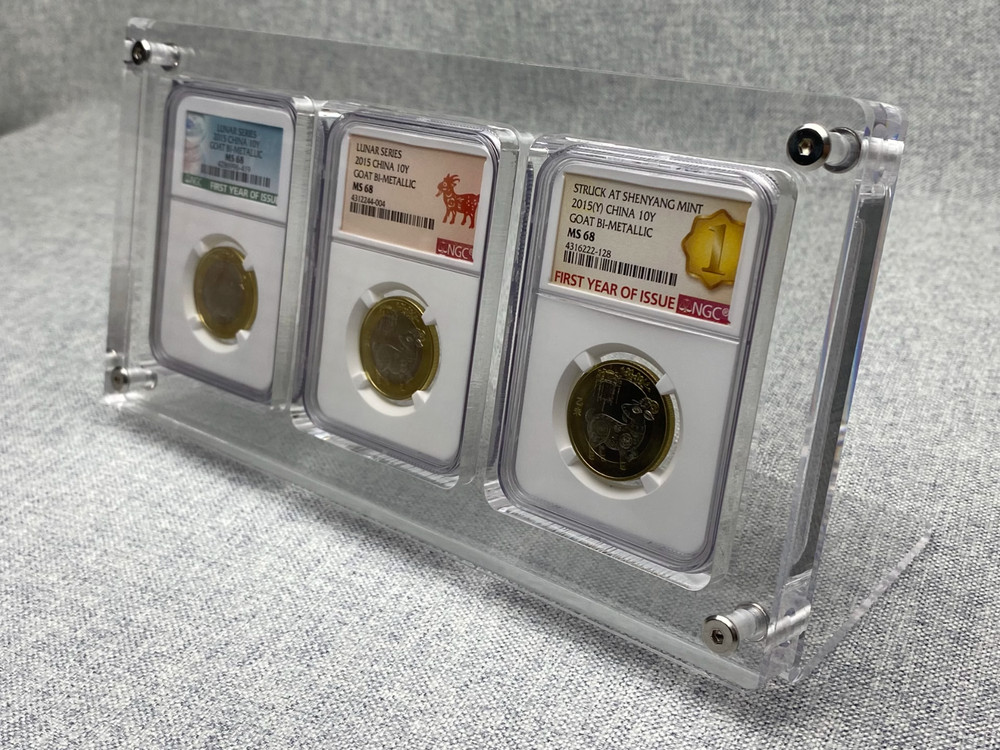 3 Grids ANACS/NGC/PCGS Acrylic Display Frame Protector Case w Integrated Stand