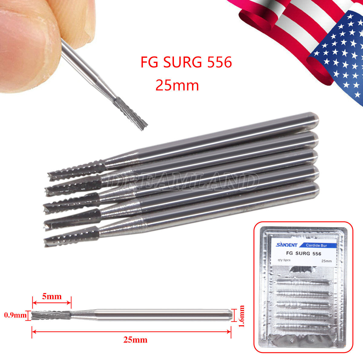 Dental Surgical Bur Long 557L 558 556 Carbide Burr 25mm High Speed
