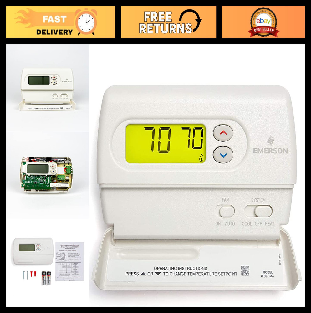 Non-Programmable Thermostat for Single-Stage HVAC Systems, Easy Install, Energy