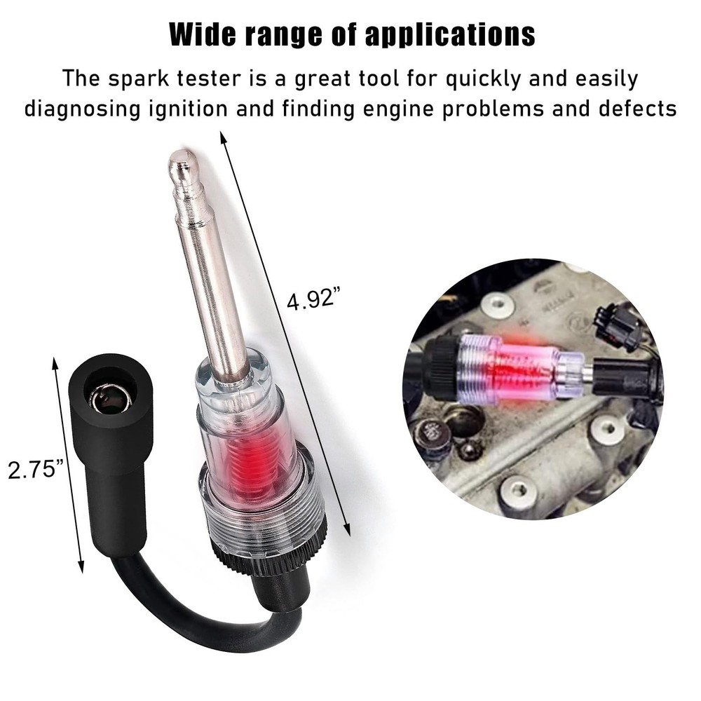 Inline Spark Plug Tester, Auto Straight Boot Engine Ignition Tester, Internal...