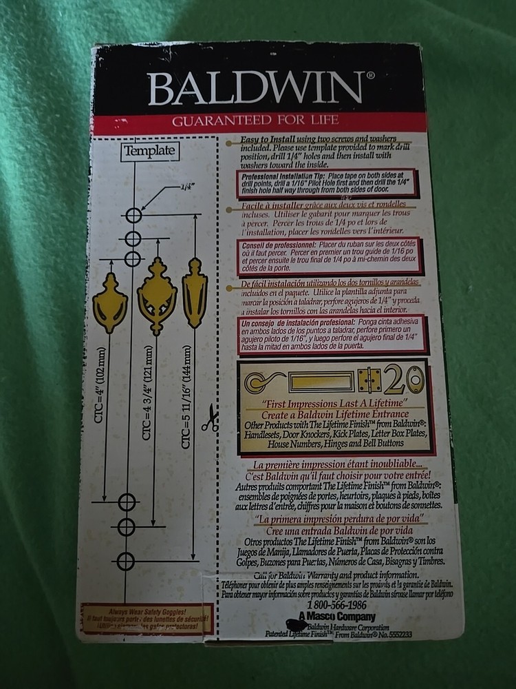 Baldwin 90106-003 French Door Knocker Mint In Package Solid Brass