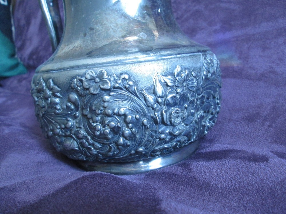 Floral Silver Plate Reed & Barton Water Pitcher