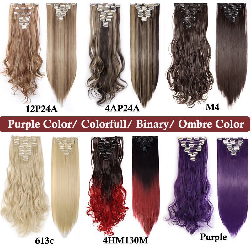 Real Natural Clip In Hair Extensions Extension 8 Piece FULL HEAD Hair for Human