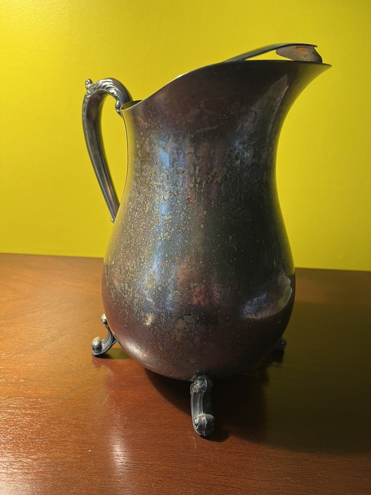 vintage silver soldered pitcher 9” tall