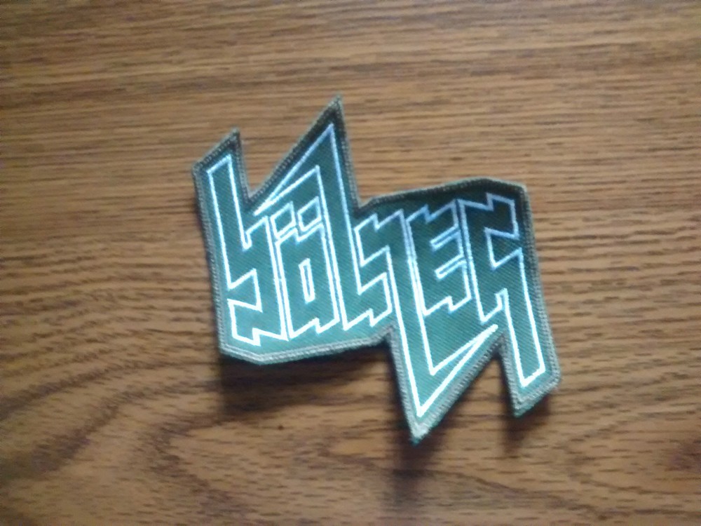 BOLTZER,SEW ON GREEN AND WHITE EMBROIDERED PATCH