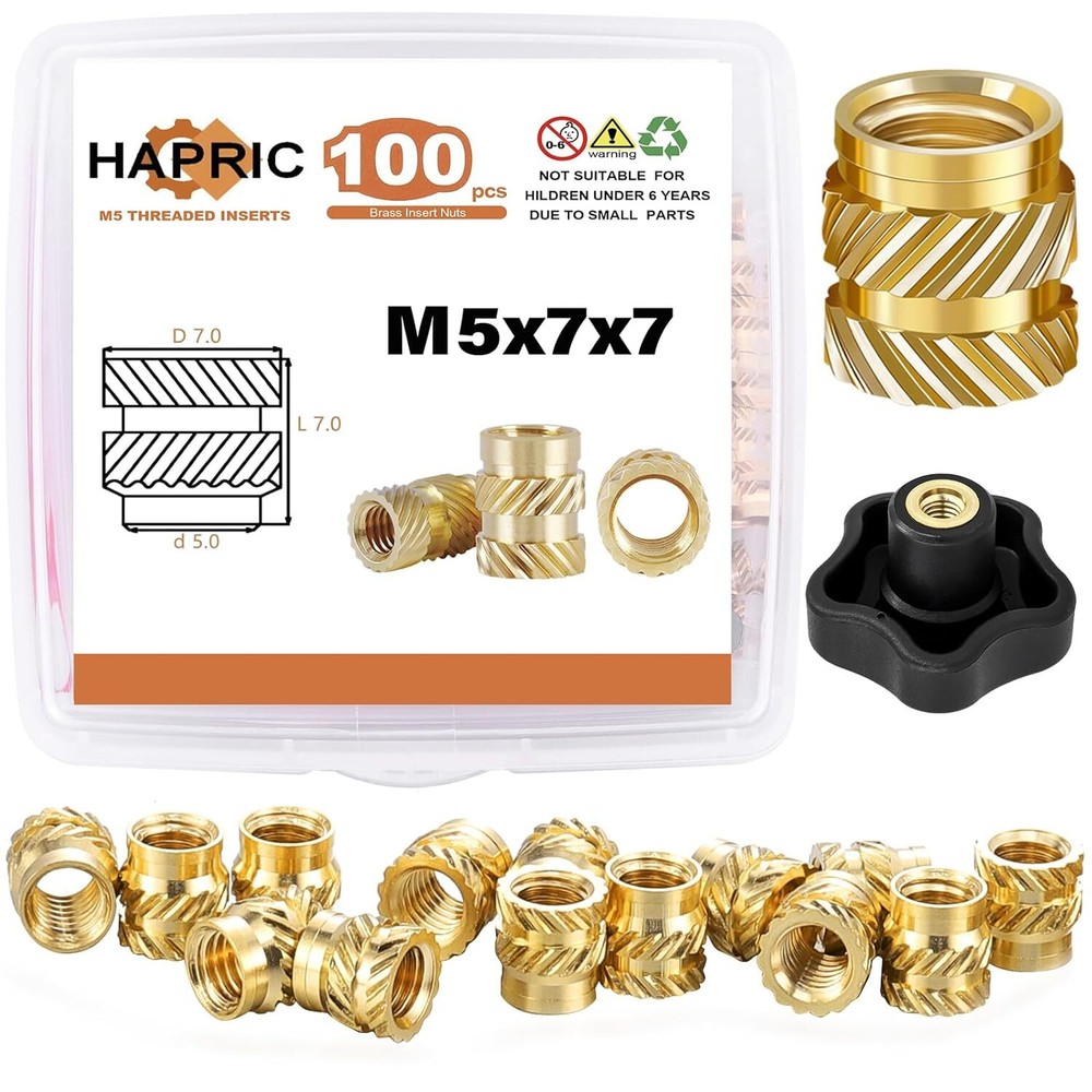 M2 M2.2 M3 M4 M5 M6 Brass Threaded Inserts Knurled Nuts for Plastic,3D Printing