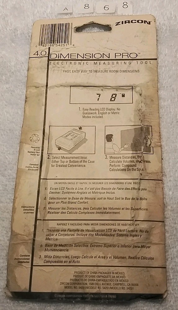 54251 -ZIRCON "4.0 DIMENSION PRO" ELECTRONIC MEASURING TOOL