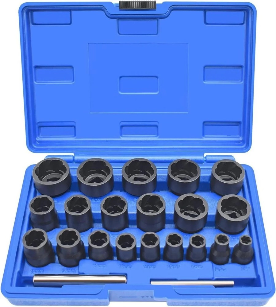 22Pcs Bolt Nut Extractor Set 1/2" &3/8" Drive Impact Lug Nut Remover Socket Tool