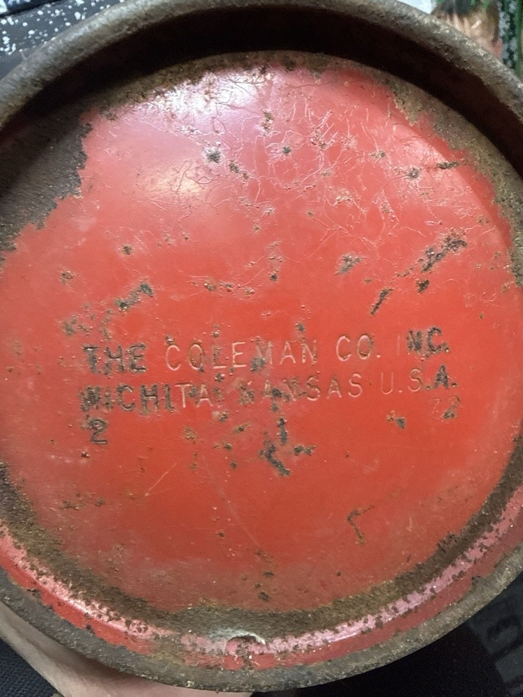 Vintage Coleman 200A Lantern 2/72 Red w/ Pyrex Globe + Reflector Untested