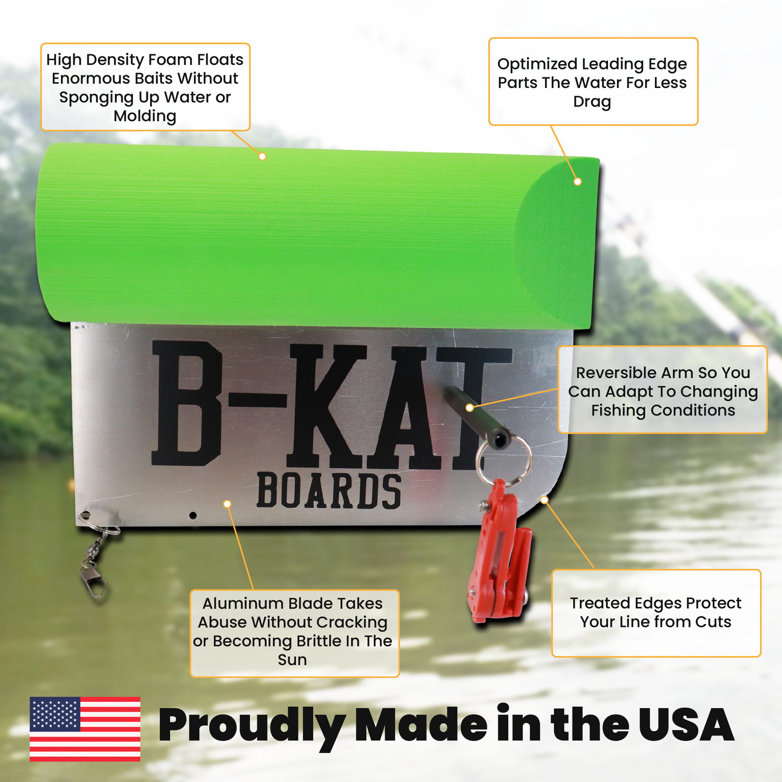 B-Kat Large Catfishing Planer Boards for Trolling Dragging Boat, Made in The USA