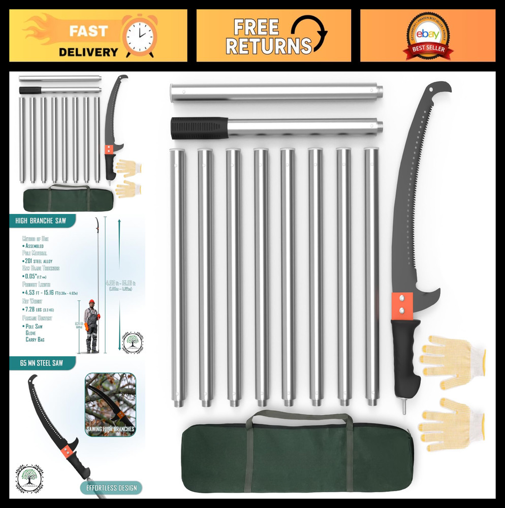 LETYANGER Pole Saws for Tree Trimming, 15ft Extendable Long Tree Trimmers Long