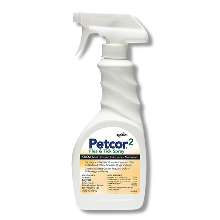 Petcor 2 Flea & Tick Spray - 16oz. Pet Safe Flea Killer