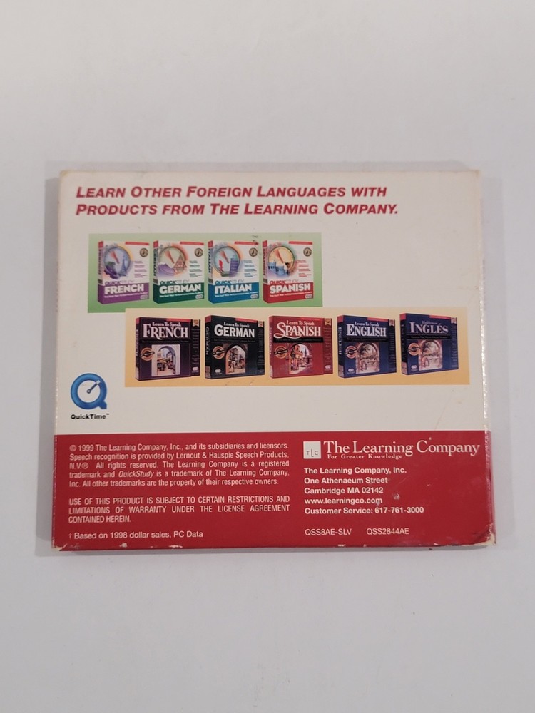 Quick Study Spanish | The Learning Company 3 PC CD-ROM | Windows | Version 1.0