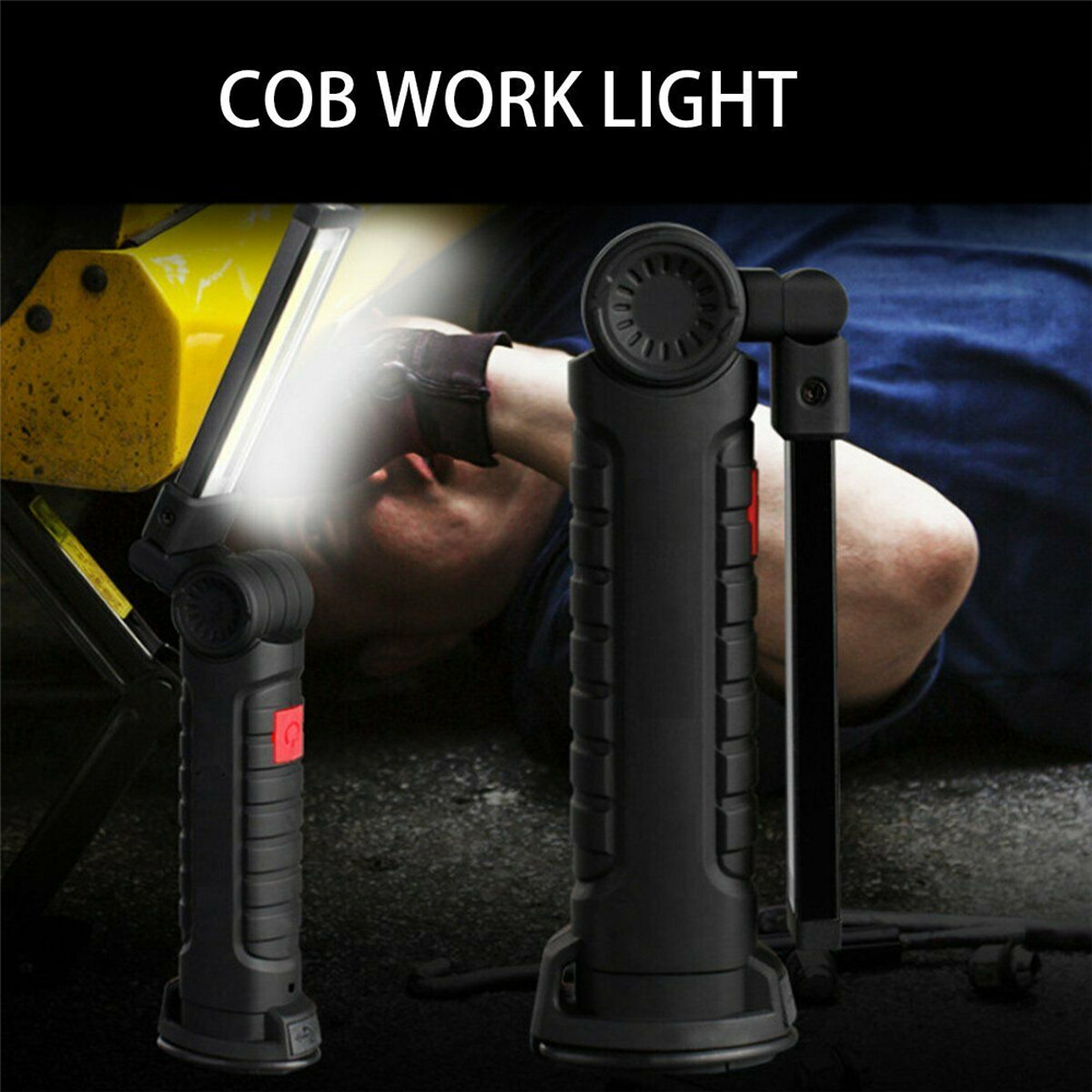 2x LED COB Red White Work Light USB Rechargeable Flashlight Magnetic Base Small