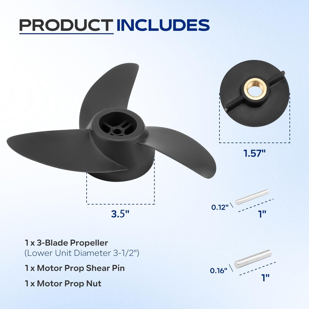 For MotorGuide Propeller 3 Blade Machete Compatible with Black