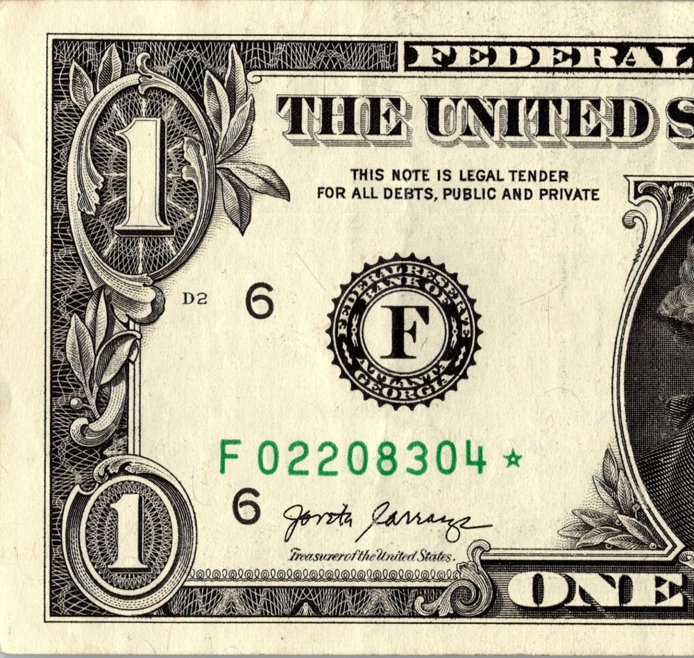 2017 F Star note one dollar bill regular run