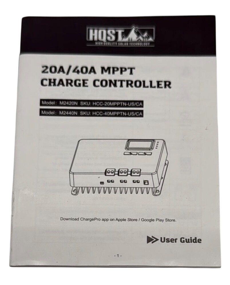 HQST 20A Smart MPPT Solar Charge Controller - Open Box