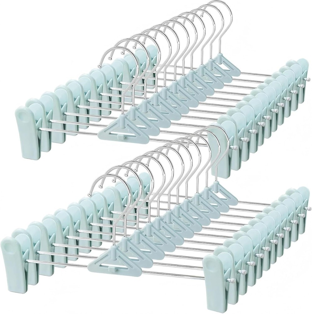 Pants Hangers with Clips - 30 Pack Stackable Plastic Clip Pant 30pcs, Blue