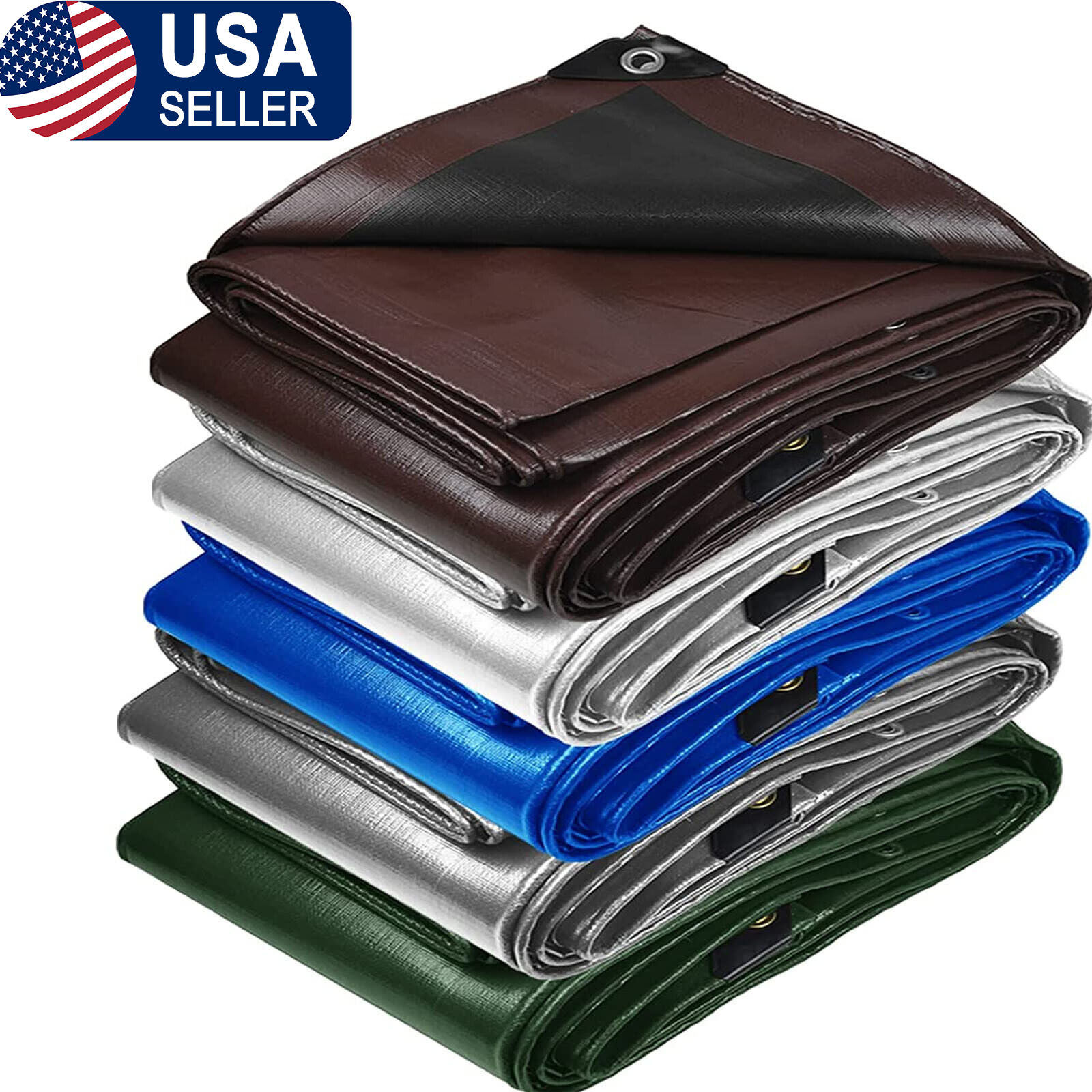 Tarp Cover Tarpaulin Heavy Duty Waterproof Canopy Tent Boat Awning RV Pool Cover