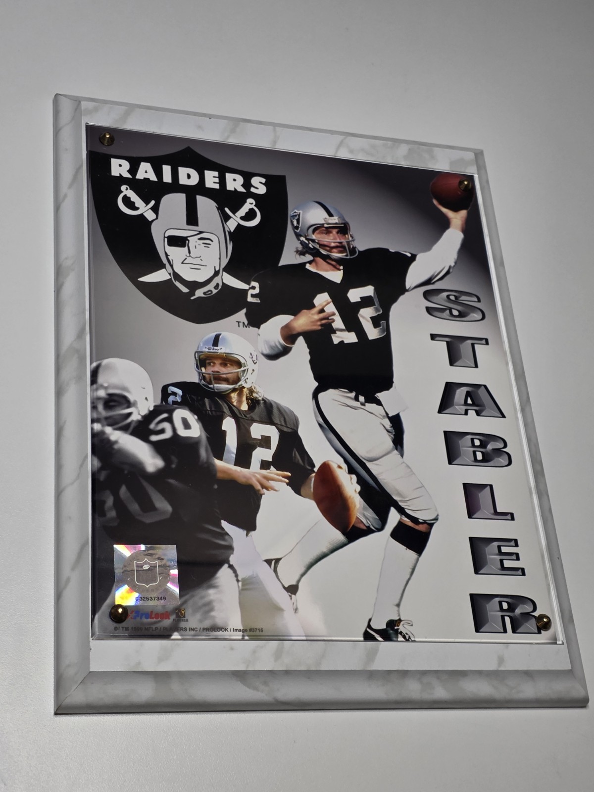 RAIDERS HOF KEN STABLER WOODEN PLAQUE 12x9