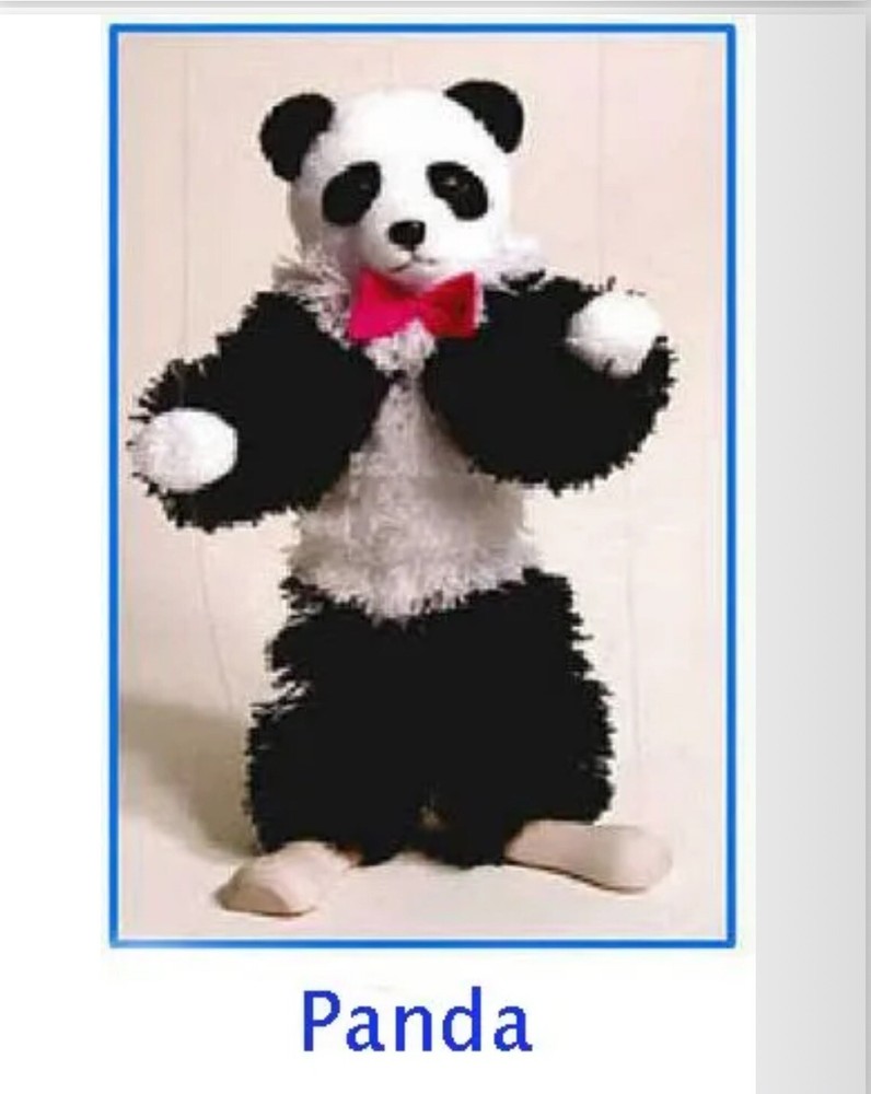 Yarn Panda, 2 Legged, 3-String T-Handle Marionette Puppet 10" Tall