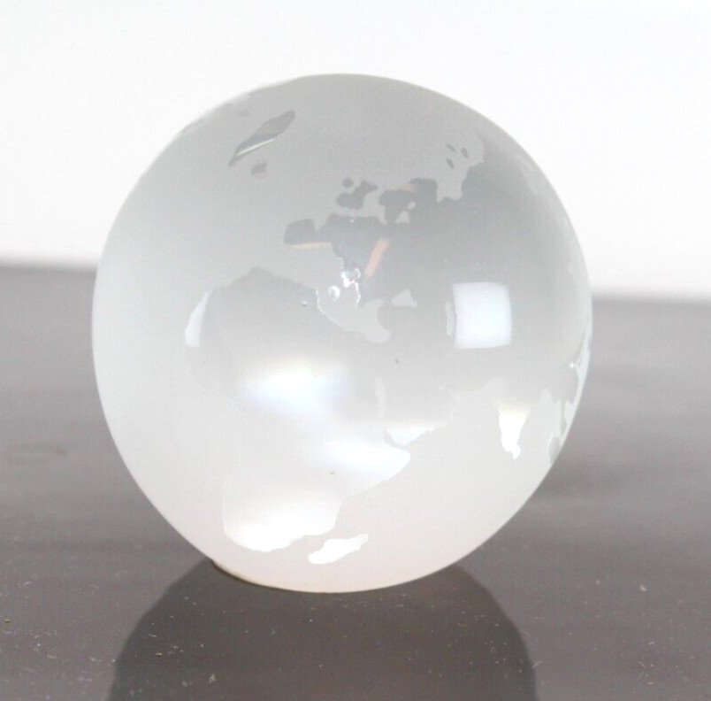 2" Solid Glass Etched Globe 01-01-00 2" Y2K retro