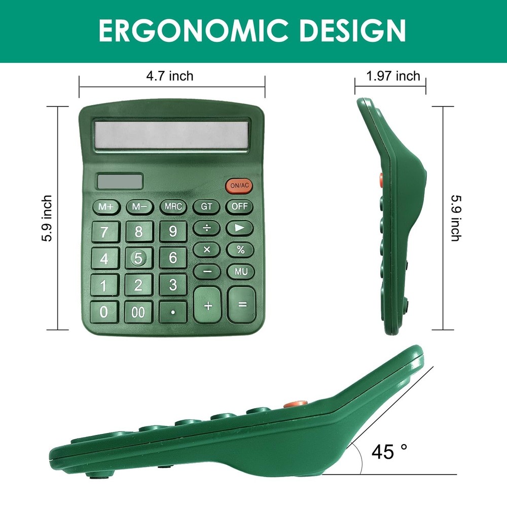 8 Pack Calculator Desktop, 12-Digit Solar Basic Calculators Dual Power Electr...