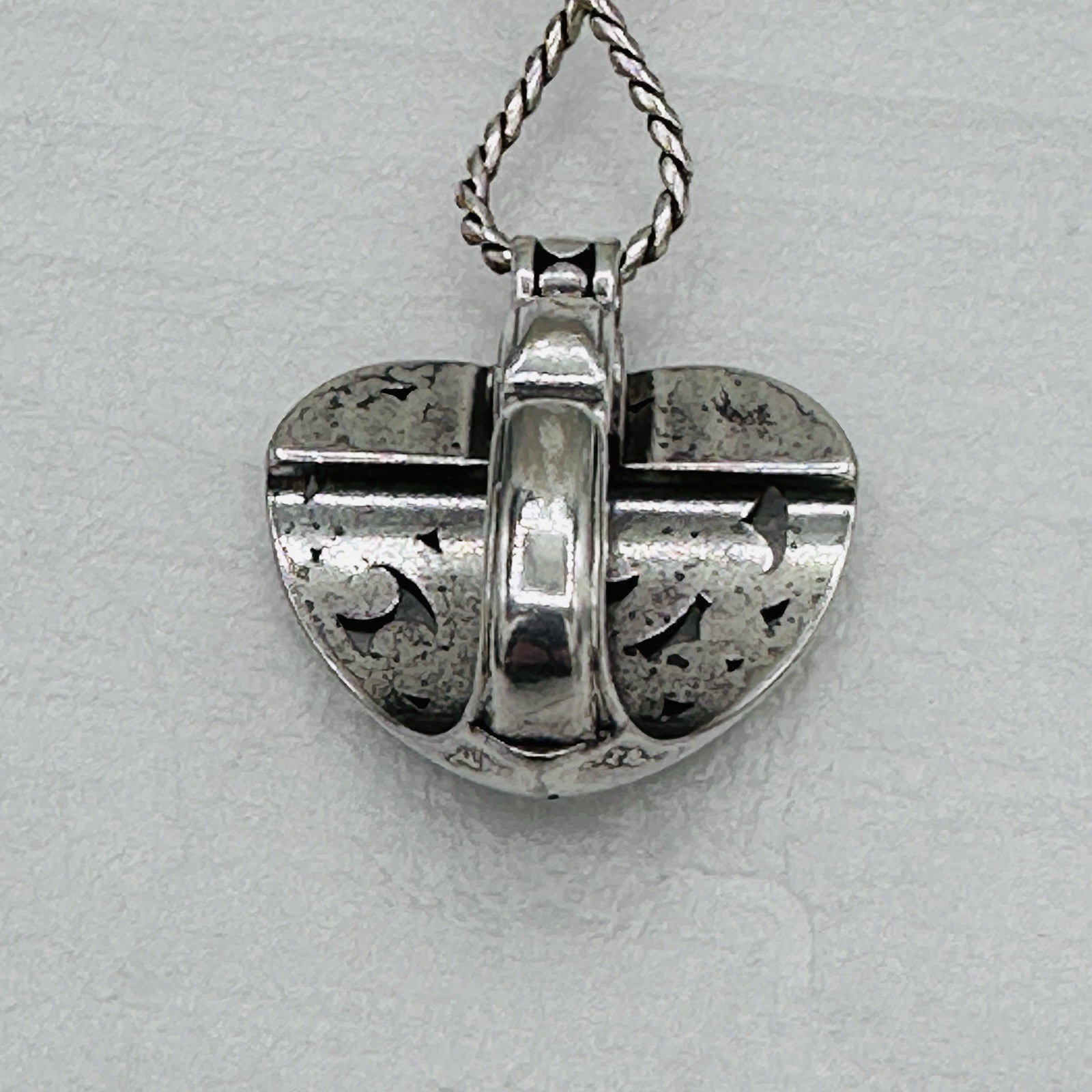 Brighton Silver Filigree Heart ID Badge Clip Lanyard Necklace Long 32"