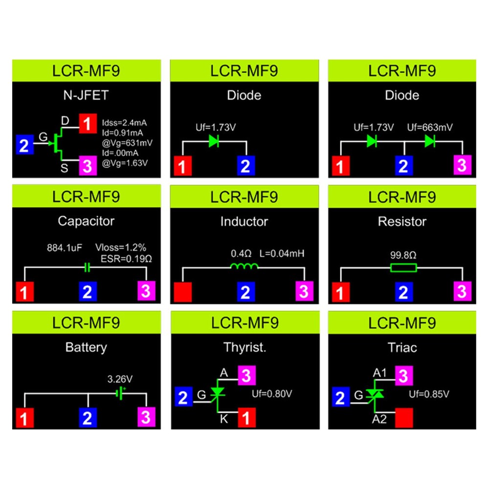 MF9 1.8'' TFT LCD Display Multi-meter Transistor Tester Diode Triode