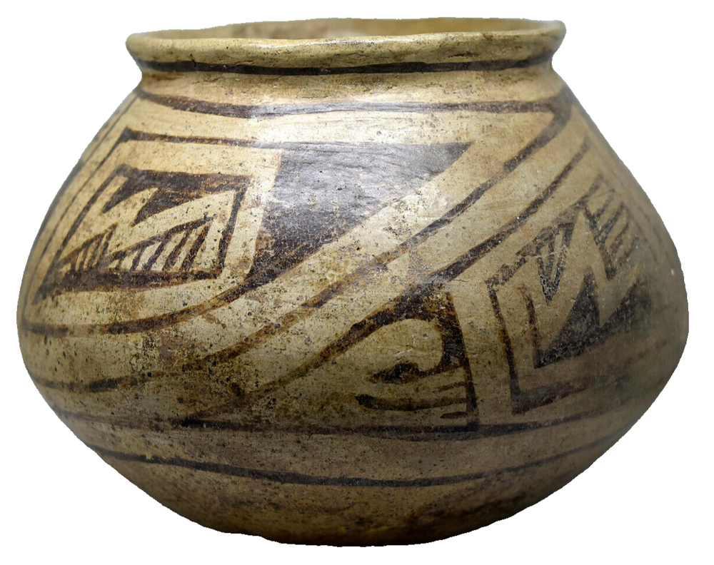 Ancient Authentic Hand Painted Native American Vessel Pottery Pot