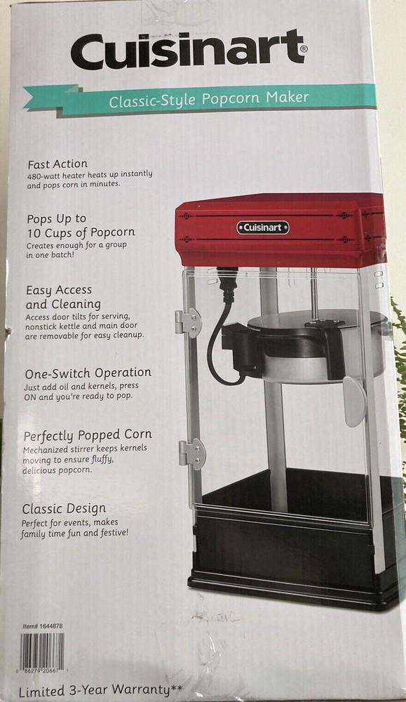 Cuisinart PCM-56PC Classic-Style Popcorn Maker Red 10 Cups