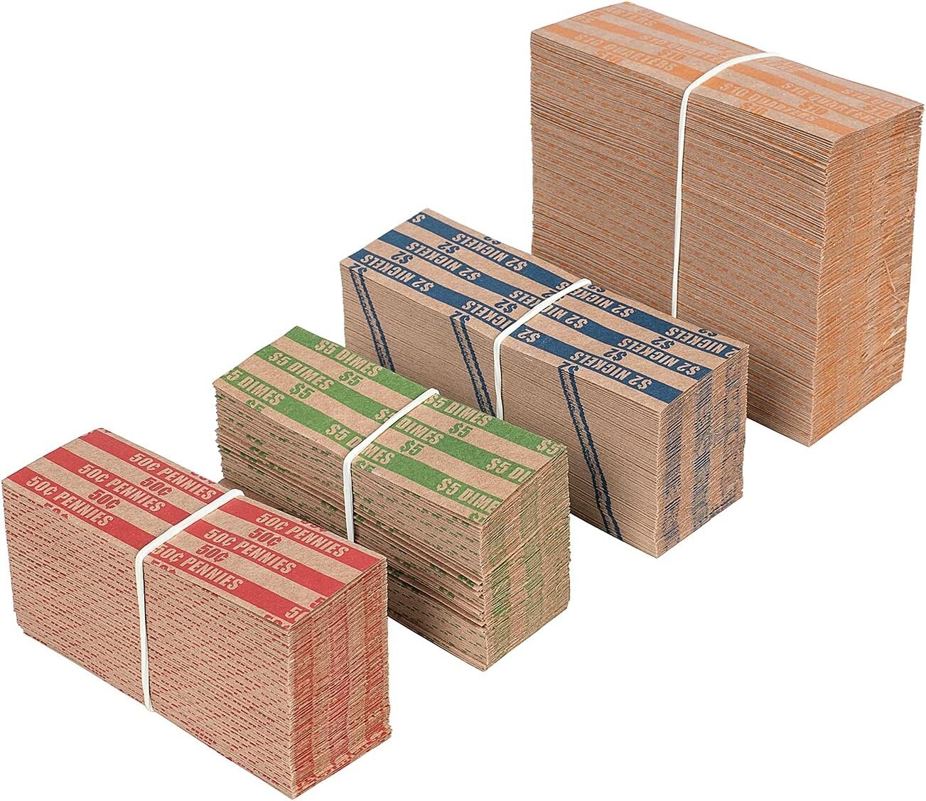 400 PCS Assorted Coin Roll Wrappers–100 Penny, 100 Nickel, 100 Dime, 100 Quarter