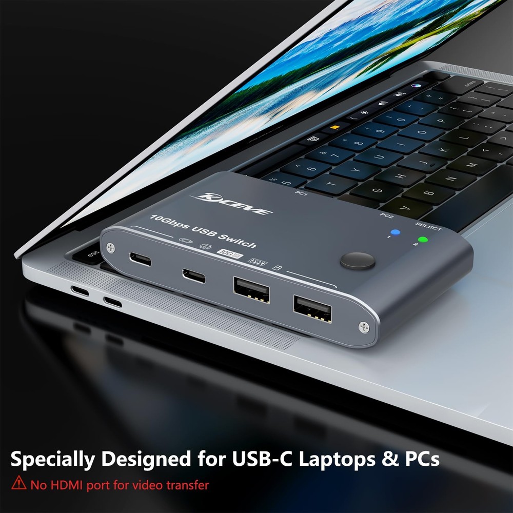 10Gbps USB C Switch 2 Laptops 2 in 4 Out USB 3.2 Switcher 2 Computers Share K...