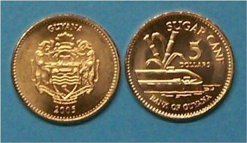 GUYANA  2005   5 DOLLARS  KM51  UNCIRCULATED COIN