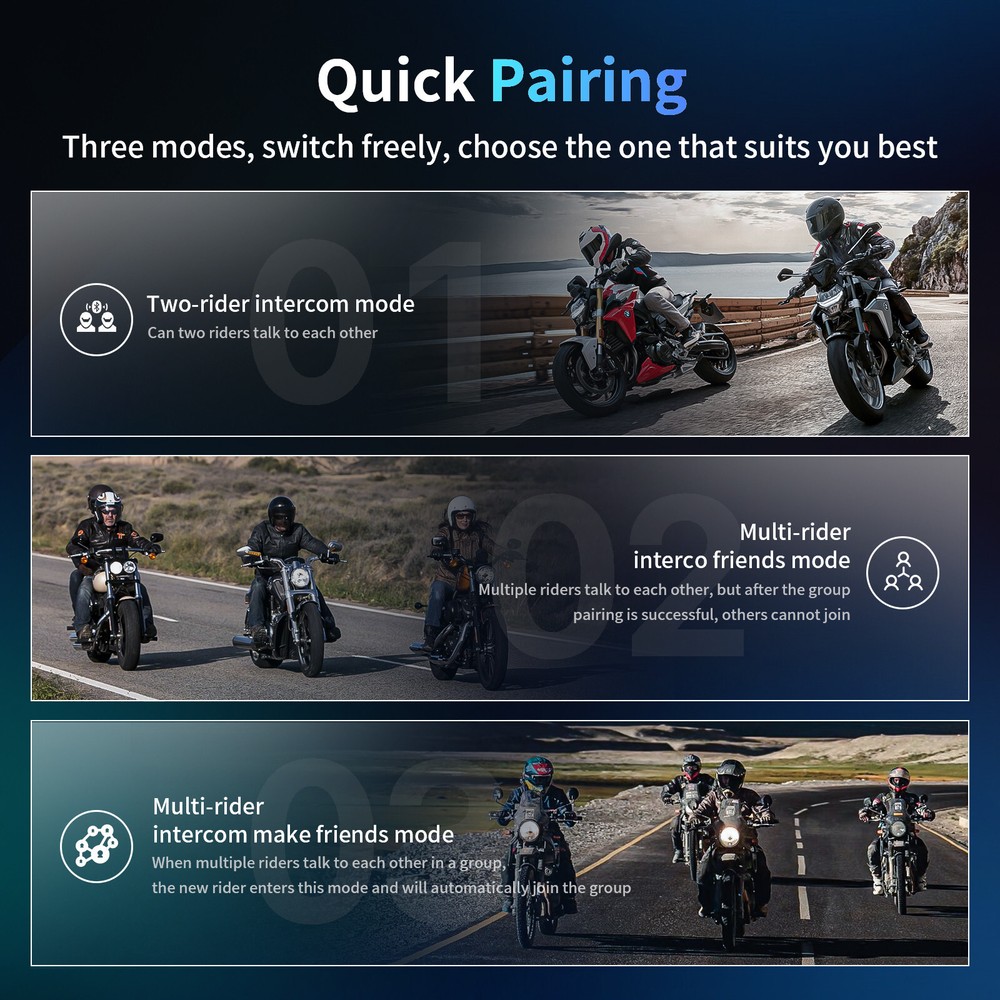 2000m 10 Riders FX7 Motorcycle Intercom Headset Bluetooth Helmet Communication