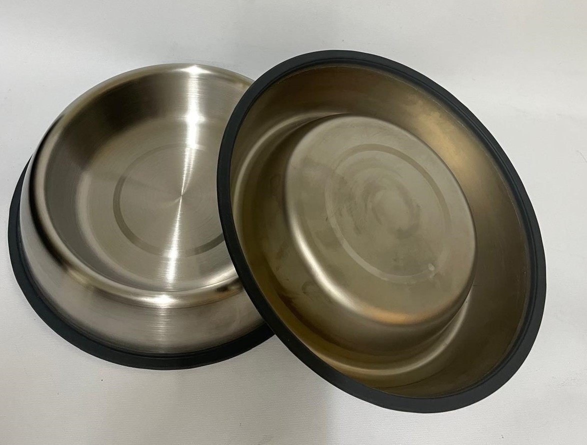 Set 2 dog bowls Pet Fusion Premium Brushed Anti-Tip stainless steal Bowl 32 oz