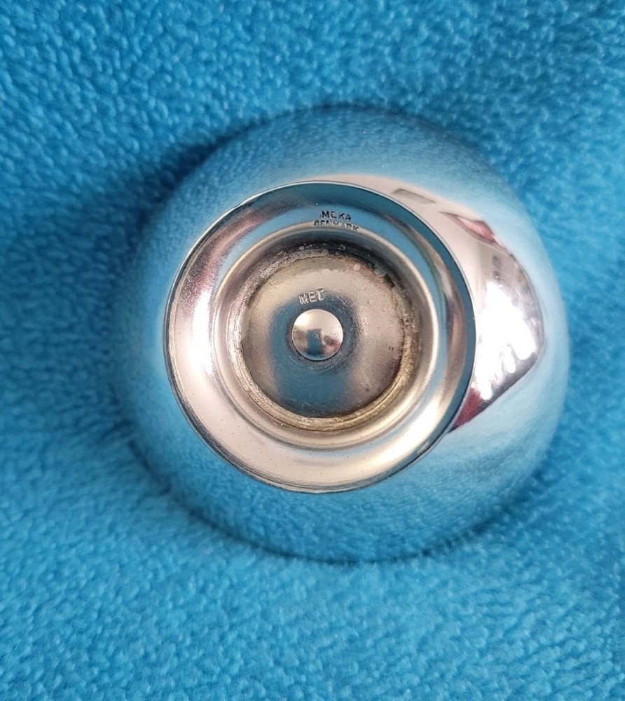 2 Vintage MEKA MADE IN DENMARK Blue Enamel Silver Plated Candleholders