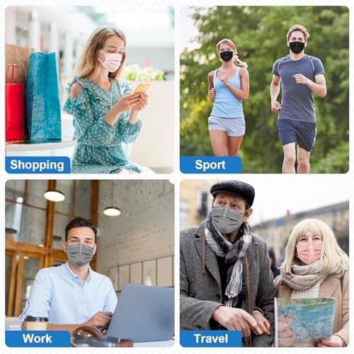 500 Pcs Disposable Face Masks Breathable 3 Layer Multicolor Nose Clip Earloop