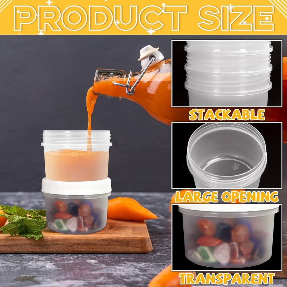 10 Pack 4oz Reusable Small Plastic Containers with Screw Lids, Clear white