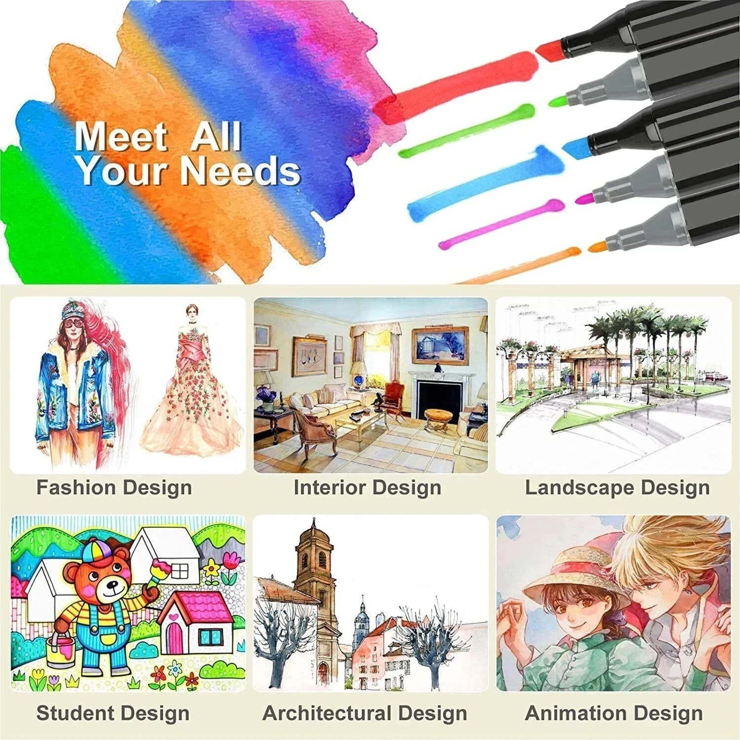 48 Colors Art Markers Pens, Dual Tips Alcohol Markers Permanent Sketch Markers