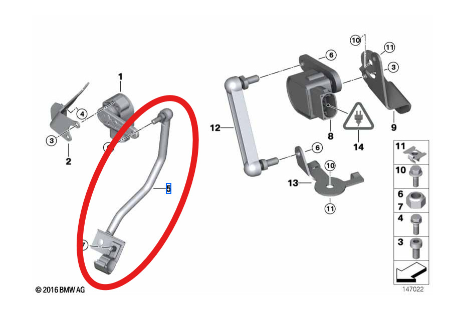 BMW E84 Front Lamp Headlight Level Sensor Control Regulating Rod 37146791075