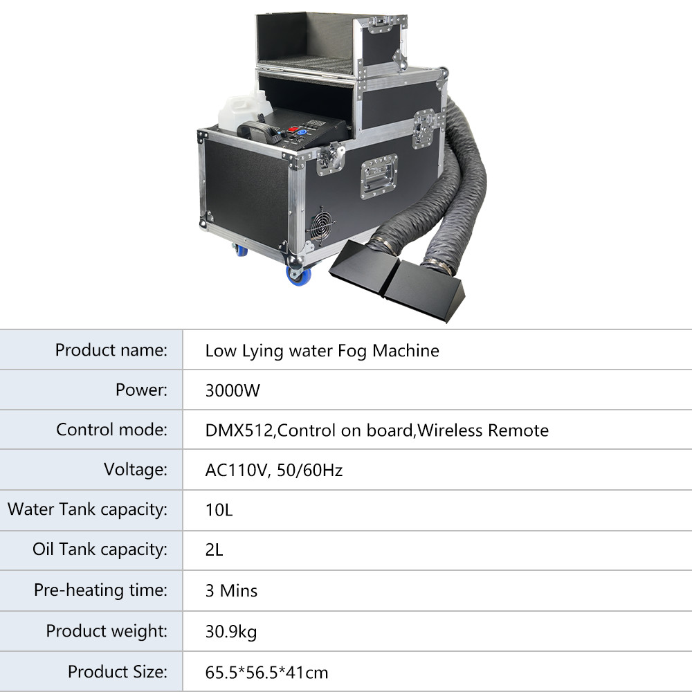 2 Head 3000W Low Lying Fog Machine Smoke machine Sinking Smoke Remote Control