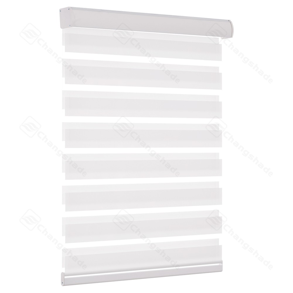 Changshade Cordless Window Blinds Light Filtering Zebra Roller Shade White/Gray