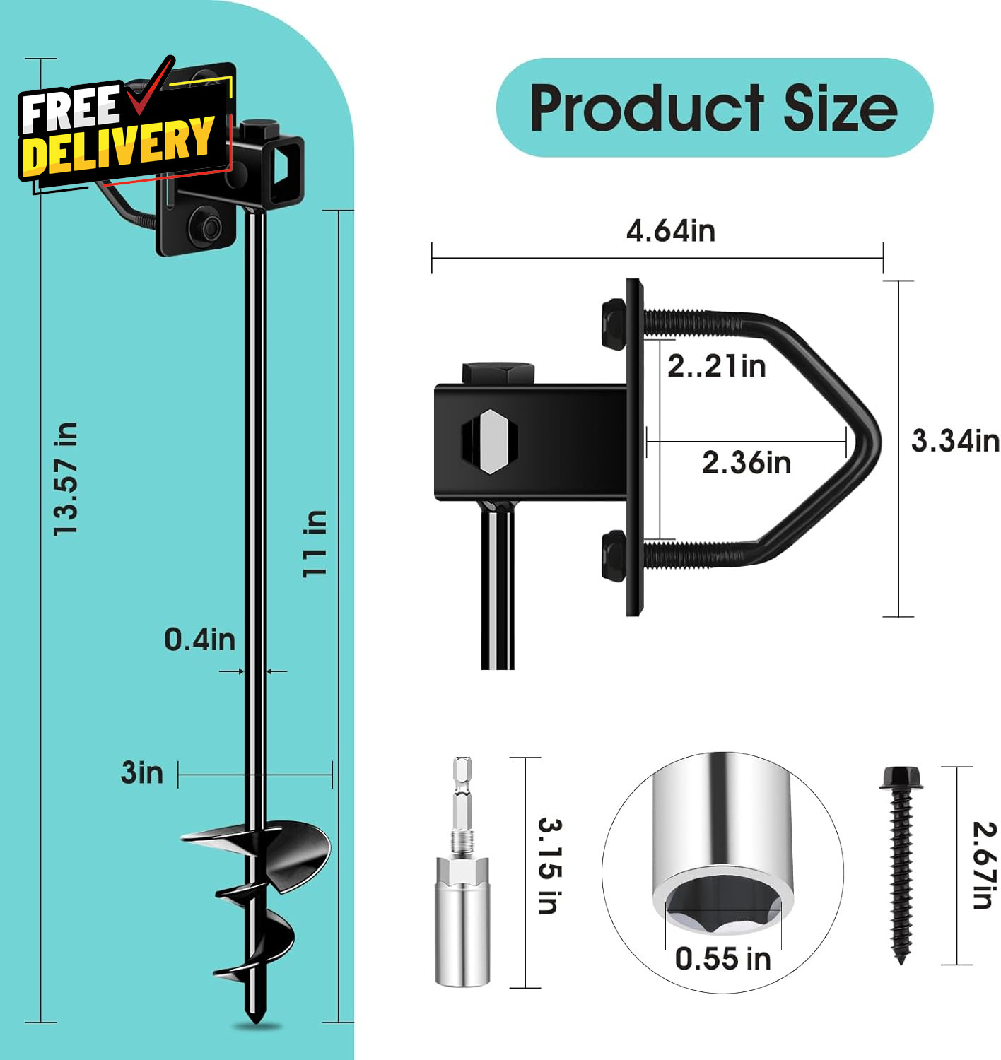 Ground Anchors Screw In Heavy Duty 3in Spiral Earth Anchor for Trampoline Shed…