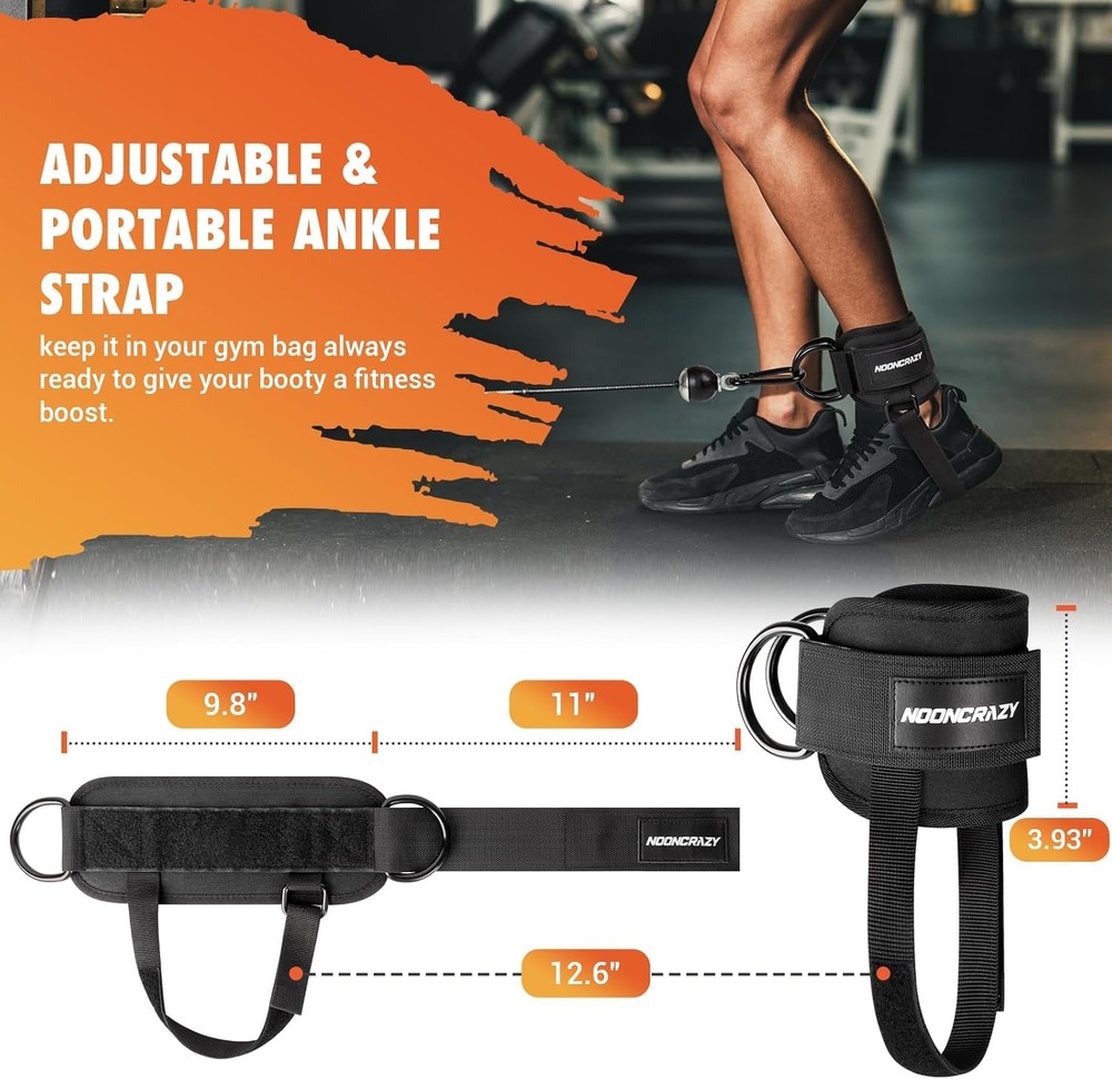 Adjustable Ankle Strap for Cable Machine, Gym Leg & Glute Workout Cuffs