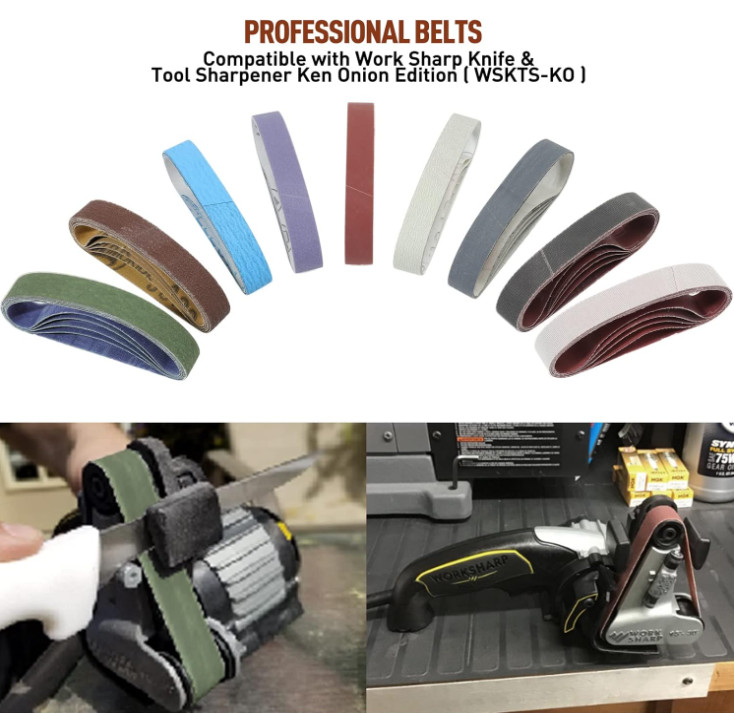 Kit 45 bandas abrasivas 3/4x12 para afilar cuchillos con múltiples granos