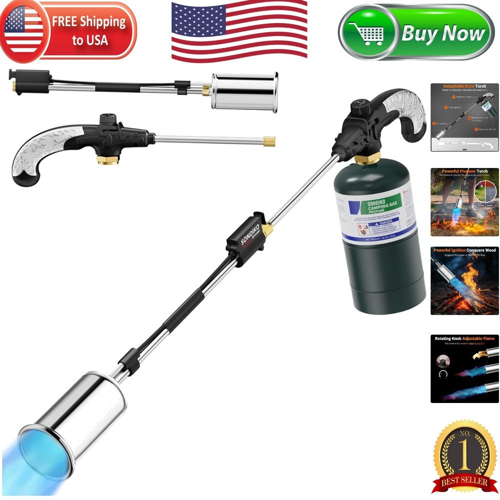 30" Propane Torch Weed Burner - Safe, Versatile Tool for Outdoor Tasks