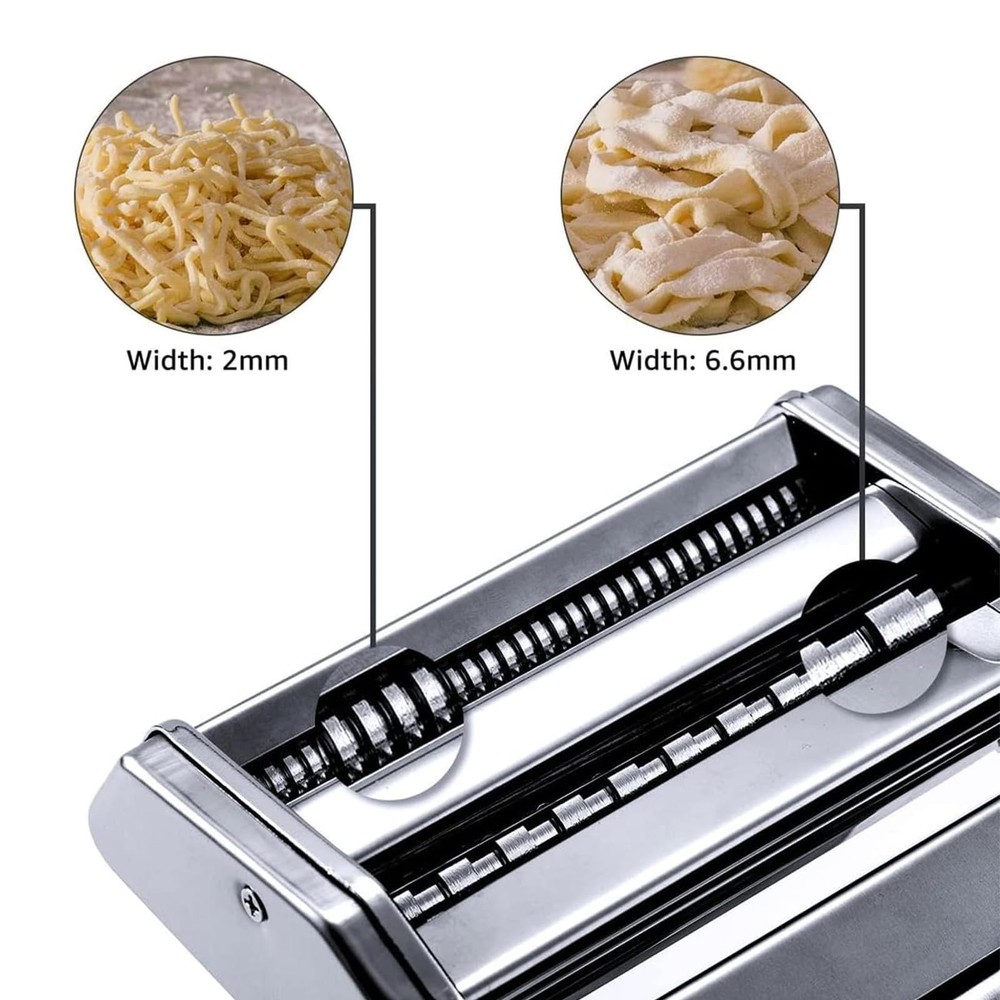 Pasta Maker Machine with 9 Adjustable Thickness Settings, 2 in 1 Noodle Maker...