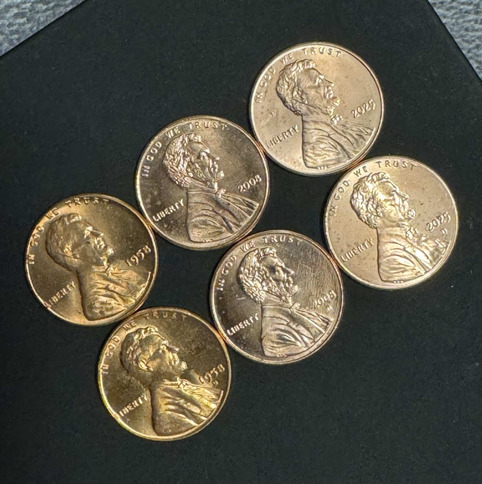 1958 2008 2025 P D Lincoln Cent Penny Lot Of 6 BU 🔥LAST YEARS OF EACH SERIES🔥