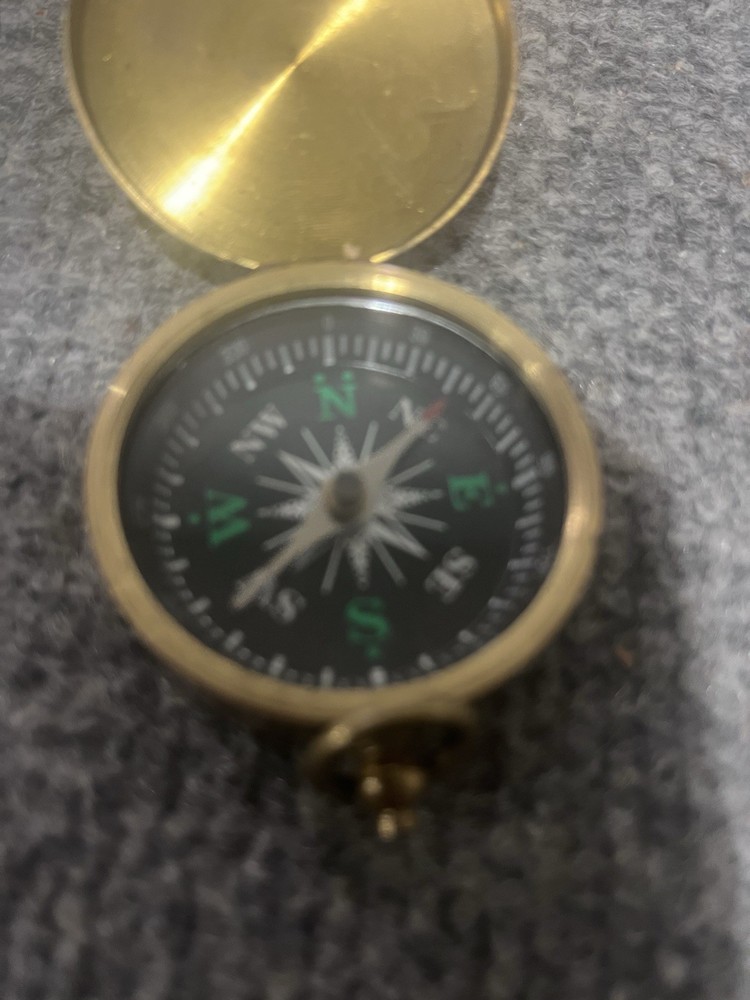 Flip Top Polished Brass Pocket Compass